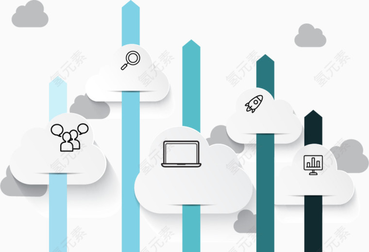 商务云信息图表设计矢量素材