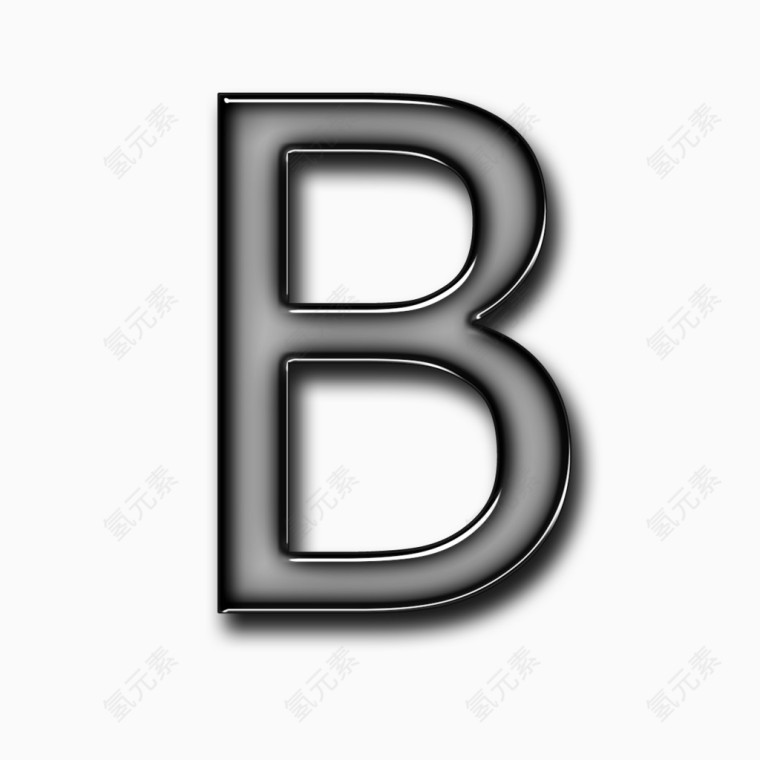 黑色质感立体字母B