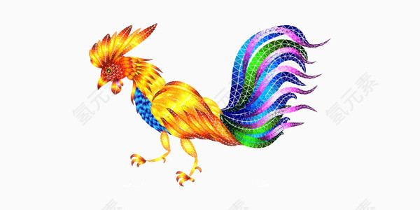 炫酷彩色金属质感公鸡装饰图案
