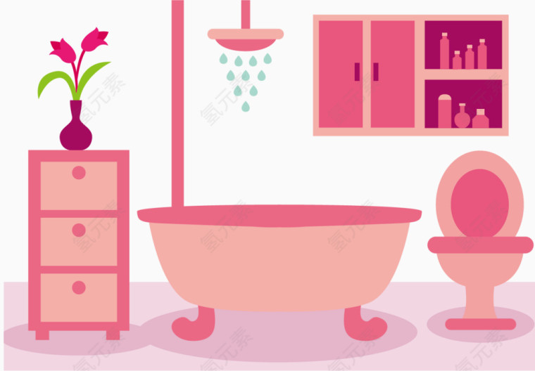 矢量粉色浴室