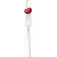刀叉水果樱桃矢量图