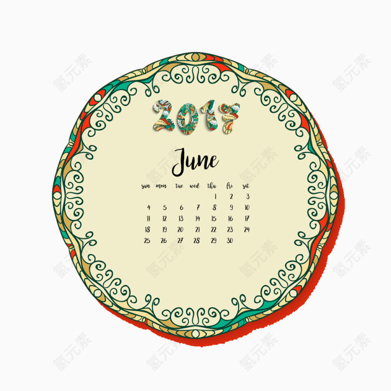 圆形花纹中国年日历