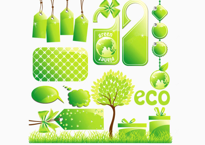 精美绿色环保主题吊牌标签元素矢量素材下载