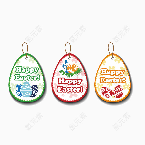 复活节 节日装饰  矢量图 彩蛋 吊牌