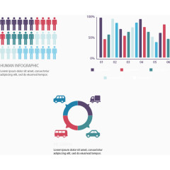 矢量手绘数据图表柱状图和环形图