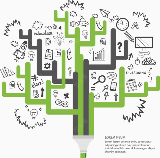 矢量手绘记号笔树状图下载