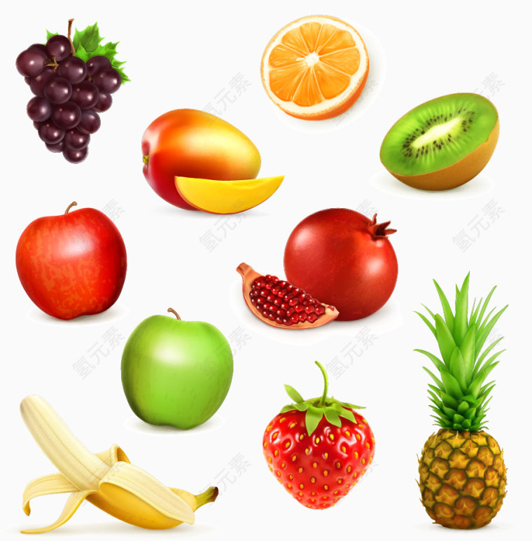 十款美味水果设计矢量素材