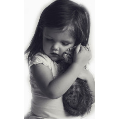 抱着猫咪的少女