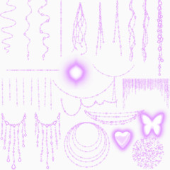 紫色装饰吊链免抠素材