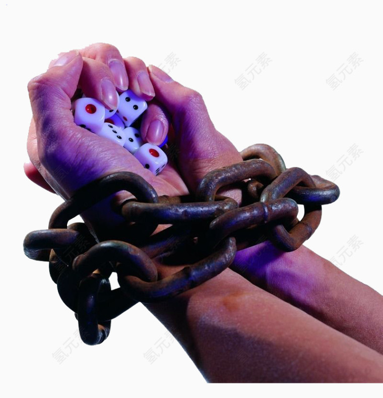 锁链拷着一双握住骰子的手