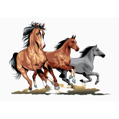 三匹飞奔的马装饰画