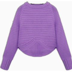 圆领紫色毛衣