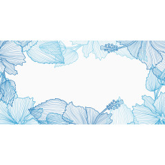 蓝色手绘花卉婚礼卡片矢量图