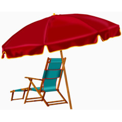 红色大伞和椅子
