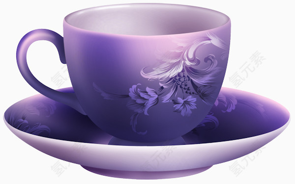 卡通紫色雕刻玫瑰花咖啡杯