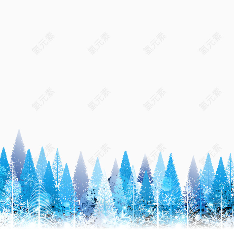 蓝色松林圣诞元素