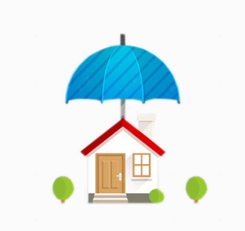 蓝色大伞下的房子和小树下载