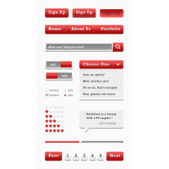 红色系列网页设计界面元素