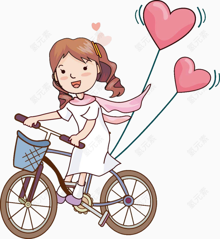 骑自行车的粉色女孩