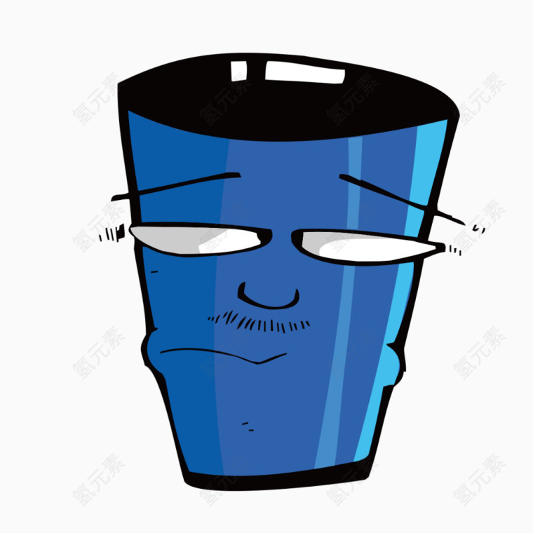 手绘蓝色的杯子款式