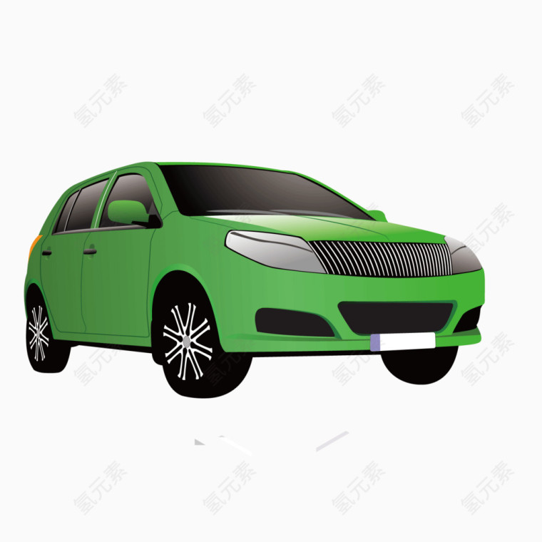 矢量绿色小汽车轿车