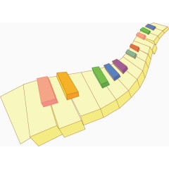 律动彩色钢琴卡通儿童插画