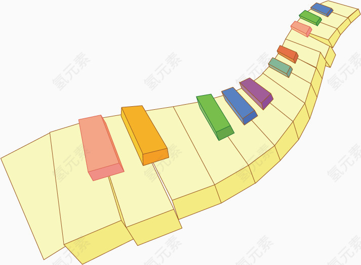 律动彩色钢琴卡通儿童插画