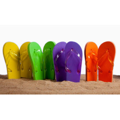 四种颜色的拖鞋