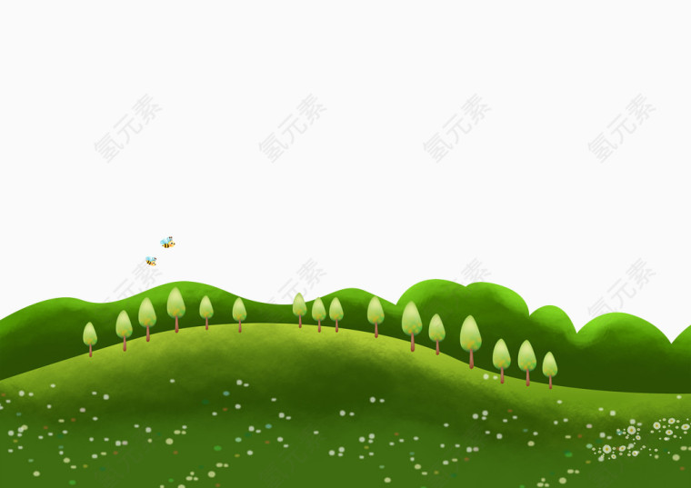 绿色清新草地树木边框纹理