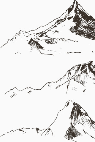 线描三座大山