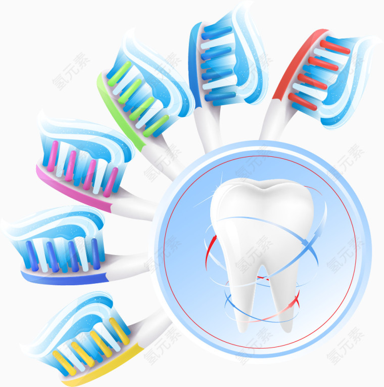 矢量牙齿 牙膏广告 薄荷叶 保护牙齿