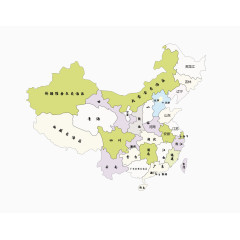 中国不同区域颜色省分布图