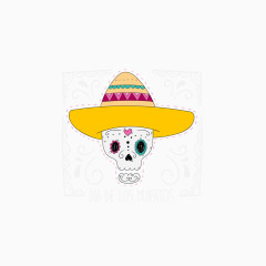 矢量漂亮的背景墨西哥头骨的帽子