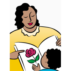 看书的妈妈和儿子