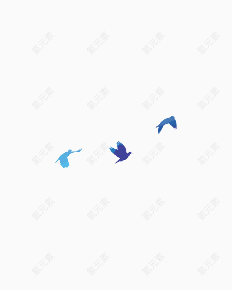 蓝色飞鸟装饰图案设计