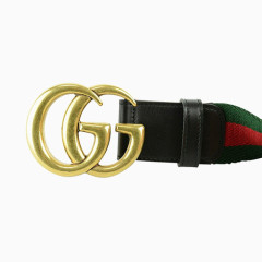 GUCCI编织双G经典logo金属扣腰带