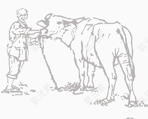 唯美精美卡通手绘人物牛