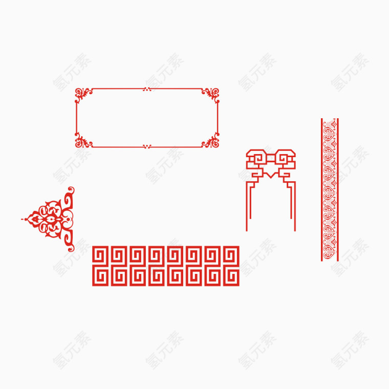 五只大气高贵的红色中式花纹