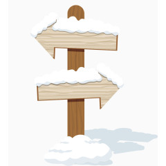 雪覆盖的木制引导牌