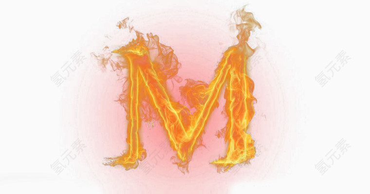 金色火焰M字母效果