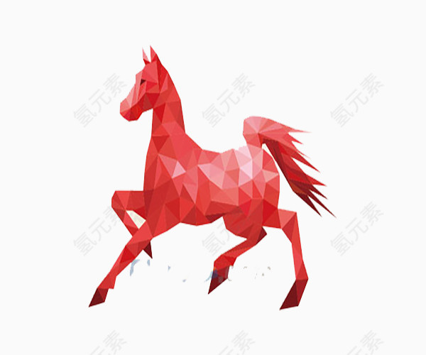红色菱形拼接骏马