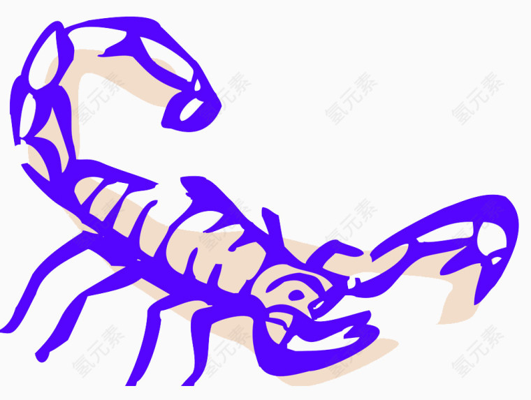 紫色夸张线条手绘蝎子