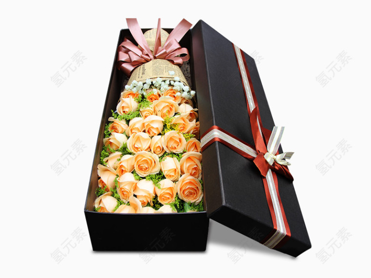 黄玫瑰鲜花礼盒素材图片