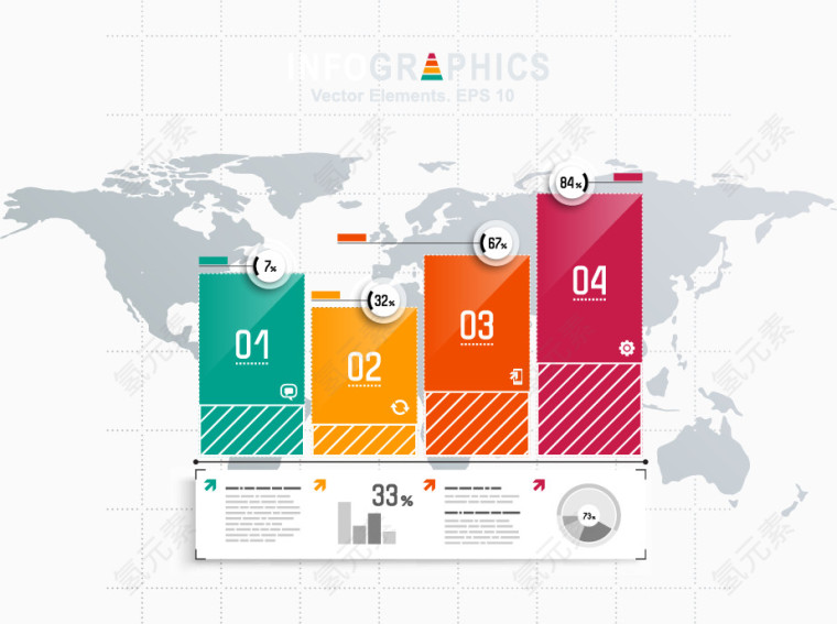 矢量PPT信息图表统计数据素材