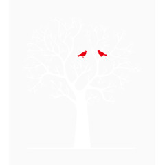 矢量树上的一对红色喜鹊