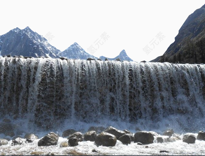 雪山瀑布景观素材