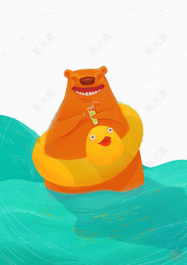 游泳的小熊