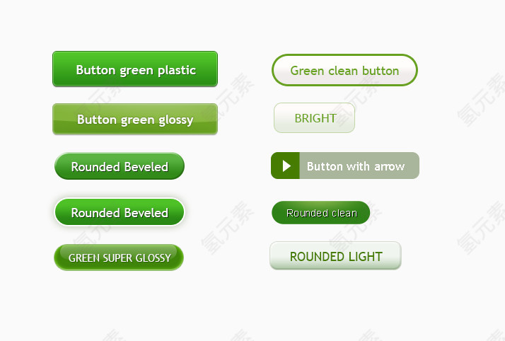 绿色类型按钮PSD素材