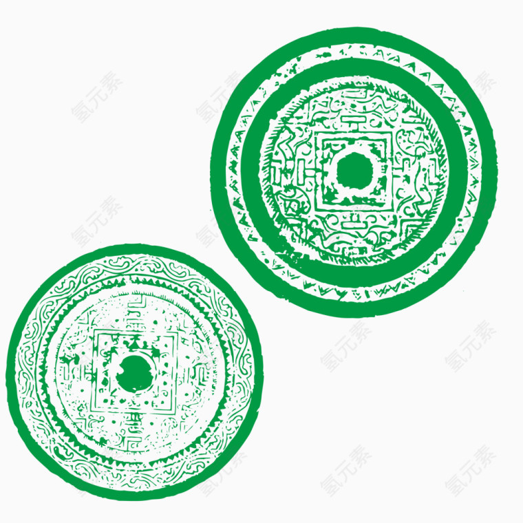 绿色铜钱传统图案