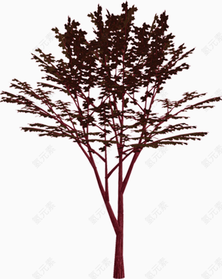 褐色树景观树效果贴图